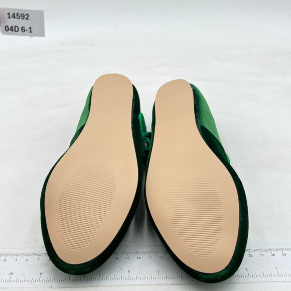 Miss left Green Bowknot Ankle Strap Mary Jane Closed Round Toe Ballet Flats - Picture 7 of 8